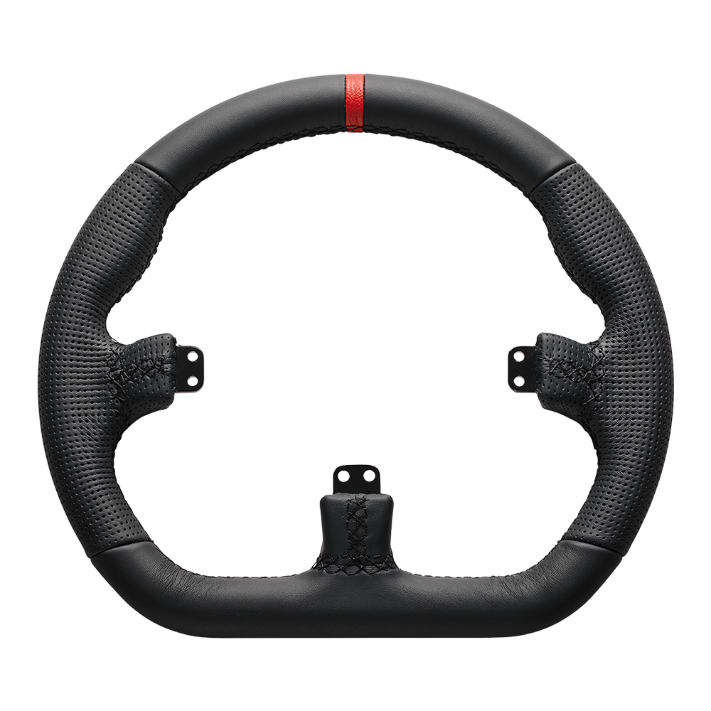 Asetek closed D black leather rim
